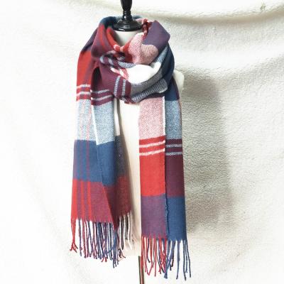 China 2021 New Fashion Fringed Plaid Scarf Soft Smooth Feeling Woven Shawl For Women for sale