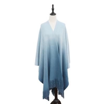 China European American Graduated Blue Shawl Winter Other Warm Scarves And Shawls Winter Tank Top Shawl for sale