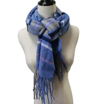 China Warm High Quality Blue Plaid Scarves Stretchy Scarves And Shawls for sale