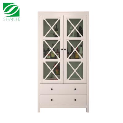 China Custom Shanhe Fancy European White Cheerful Glass Sideboards in Solid Wood for sale