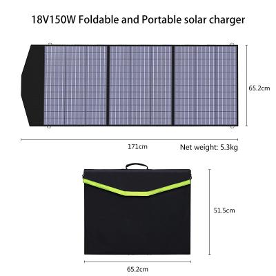 China 150w Monocrystalline Silicon Portable Solar Panel Folded Bag 156.75mmx156.75mm for sale