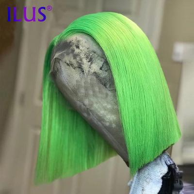 China Silky Straight Blonde 613 Bob Wig Human Hair Yellow Bob Wig Short Wave /Green/Bule HD Colored Straight Lace Front Wigs For Black Women Pre Plucked for sale