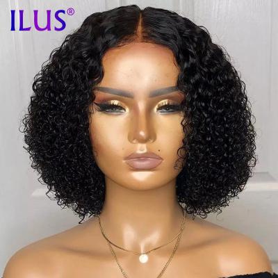 China Free Shipping HD Curly Bob Wigs Black Color Kinky Curly Full Lace Front Human Hair Wigs For Women 200 Full Lace Front Wigs for sale