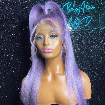 China Silky Straight HD Transparent Lace Frontal Wigs Purple Colored Natural Hairline Full Lace Wigs Hairpiece Wigs For Black Women for sale