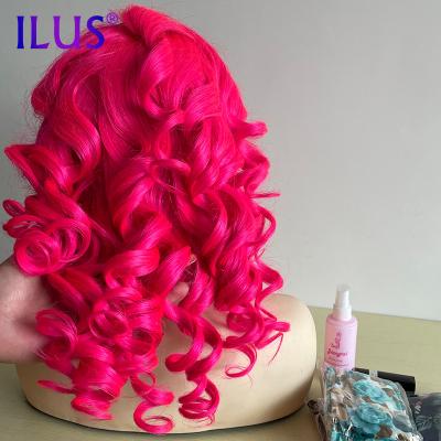 China HD Curly Curl 13x6 Lace Front Wig Brazilian Hair Women's Wigs Rose Pink Colored Short Bob Cut Wig For Black Women Loose Wave 40 Inches for sale