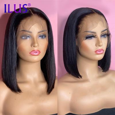 China 100% Peruvian Virgin Hair Glueless Bob Wigs Lace Front Pixie Mix Wave Black Bob Lace Front Wig Natural Color Silky Straight Black Bob 100% Virgin Hair for sale