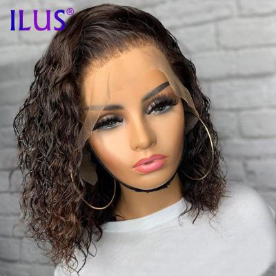 China Brazilian Lace Front Wig Deep Curly HD Curly Curly Hair Lace Frontal Wig Black Colored Short Bob Wigs Lace Closure Brazilian Remy Hair for sale