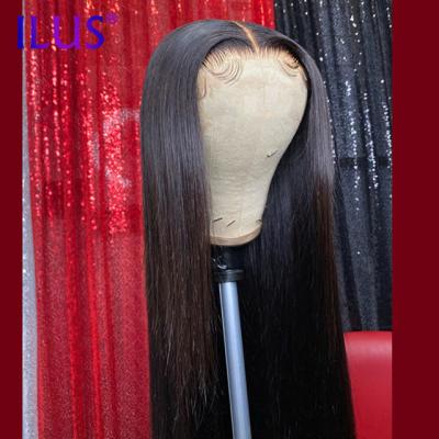 China Silky Straight Wave HD Lace Closure Wig 5x5 Lace Closure Hair Wig Bone Straight Peruvian Hair Wig For Women Black Color 12A Plucked 200% for sale