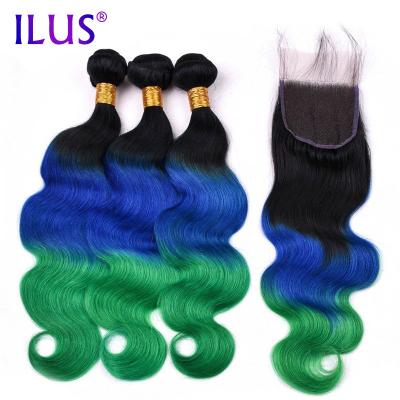 China 3Pcs Ombre Body Wave Bundles Brazilian Body Wave Hair Weave Pre Colored 1B 99J Red Green Blue Orange Purple Blonde Hair Bundles for sale