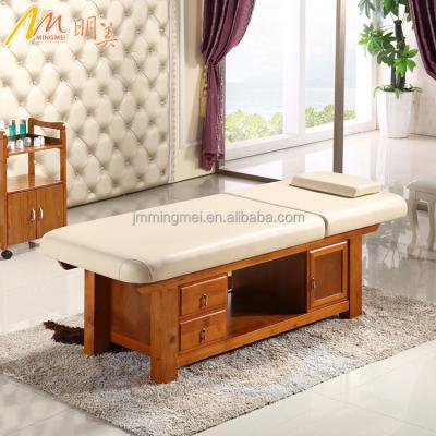 China Mingmei Modern Beauty Salon Furniture Wooden Massage Table With Cabinet Beauty Bed for sale