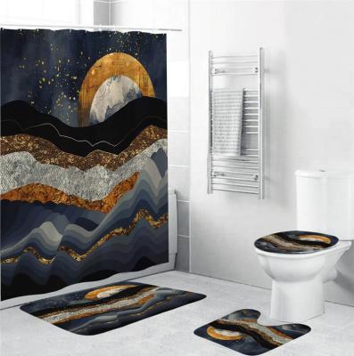 China Nice Sustainable Fashion Bathroom Printed Bathroom Mats Sets 3 Pieces for sale