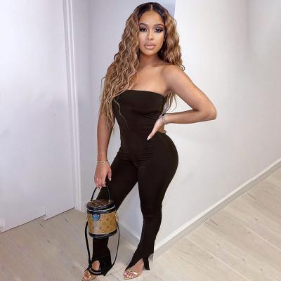 China 2022 Women's Elegant Fitness Fat Custom Breathable Casual Luxury Black Backless One-Piece Overalls for sale