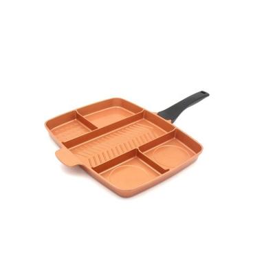 China Ejoyway Viable 5 In 1 Divided Section Breakfast Fry Pan Copper Color With Non Stick Liner for sale