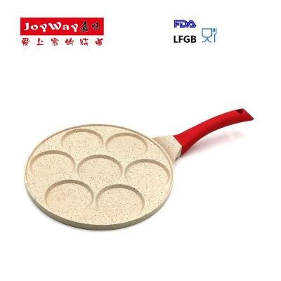 China Viable Cast Aluminum 26cm Nonstick Egg Frying Pan Blini Pan Marble Coating Beige Color 10 Inch Breakfast Pancake Pan for sale