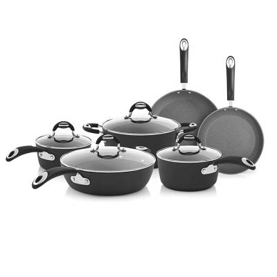 China Sustainable Forged Aluminum Cookware Set Marble Stone Coated Nonstick Casserole Wholesale Cookware Sets for sale