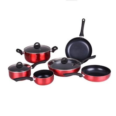 China Sustainable Joyway Aluminum Cookware Set 2020 New Design Pressed Cookware Set With Glass Cover And Induction Bottom for sale