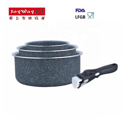 China Joyway viable 2020 new design sauce pots and milk pot with detachable handle sauce pot sets and milk pot sets for sale