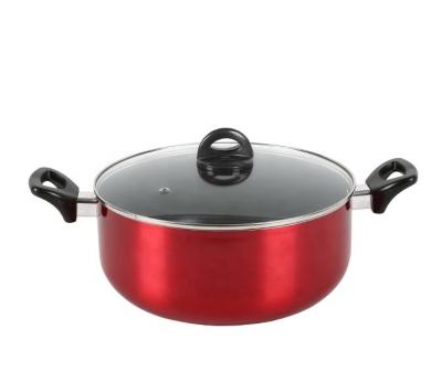 China Joyway Sauce Pot Modern Design Sustainable Aluminum Nonstick Casserole Casserole With Tempered Glass Lid Round Pot for sale