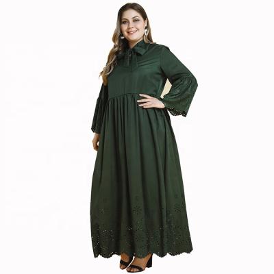 China Autumn Women Plain Color Long Sleeve Anti-Static Hollow Out Casual Plus Size Ladies Dresses for sale