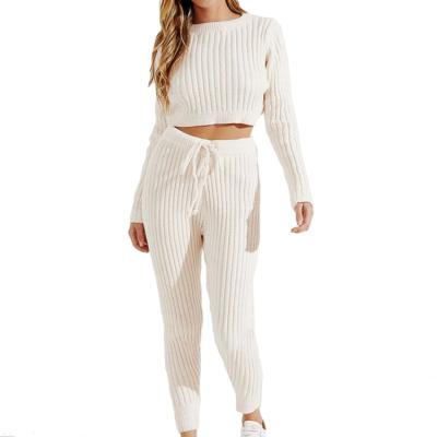 China Casual Clothing 2020 Holow Set Breathable Women Two Piece Crop Top Pants Women Two Piece Set for sale