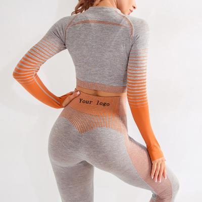 China 2020 Breathable 2 Piece Sports Tops Leggings Gym Clothes Seamless Yoga Fitness Suit Set Lady for sale