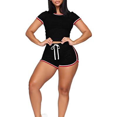 China Sports 2 Piece 2022 Hot Selling Women Short Sleeve Breathable Casual Suit Summer Sexy Sportswear for sale