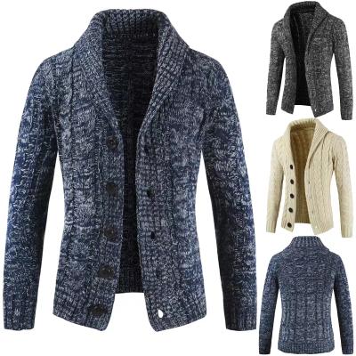 China Anti-wrinkle Autumn And Winter New Men Long Sleeve Sweater Lapel Cardigan Button Knit Sweater for sale