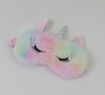 China Colorful Couples Unicorn Eye Mask Gradient Plush Eye Mask for sale