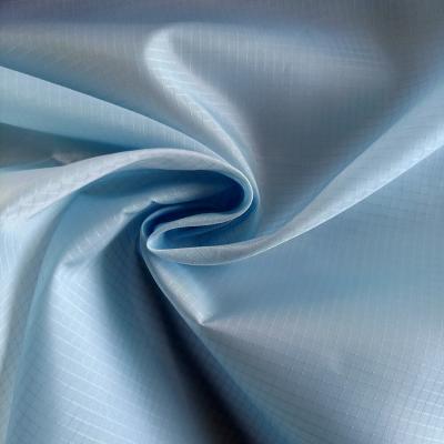 China Recycled Lightweight 0.25 Polyester Fabric 100 GRS Double Recycled Ripstop Taffeta Fabric for sale