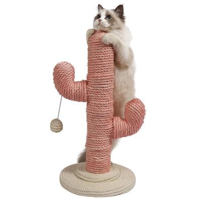 China Custom Fashion Sustainable Factory Supply Eco Friendly Sisal Cactus Shape Tree Cat Scratcher Toy Cat Climbing for sale