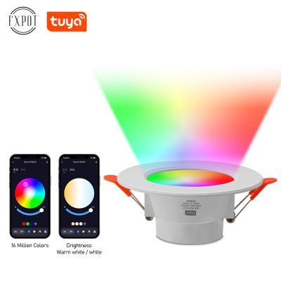 China High Efficiency FXPOT Trimless Ceiling Recessed Tuya App Control Dimmable RGBW 10w Round Smart Led Downlight for sale