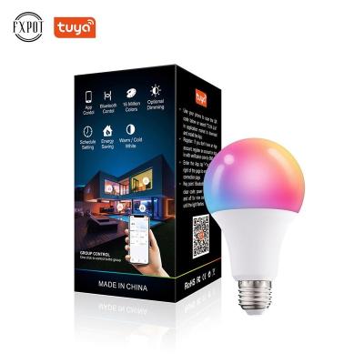 China High Efficiency Fxpot Smart Led Light Bulb Tuya E27 Bluetooth Dimmable Cell Phone Multicolor Control Tuya Smart Led Bulb for sale