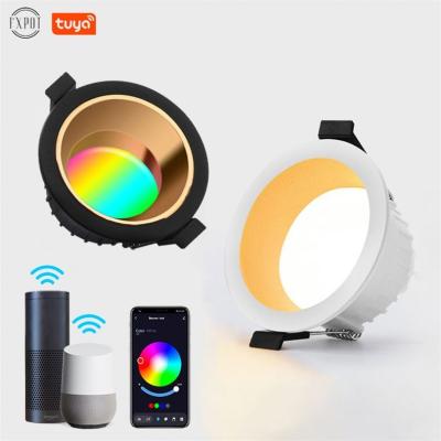 China High Output Full Color Fxpot Tuya Smart RGB Dimmable Bluetooth Speaker Downlight for sale