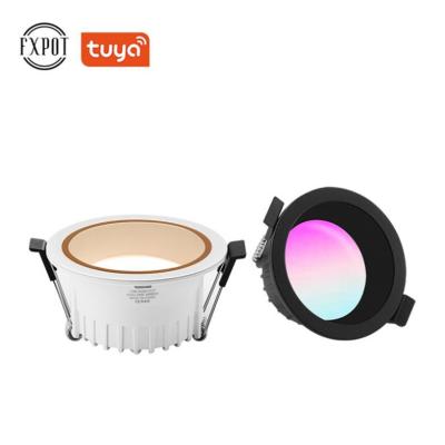 China High Efficiency Fxpot High Lumen Recessed Lighting Smart 10W Wifi Bluetooth RGB 2700K-6500K Dimmable Downlight With Tuya App Control for sale