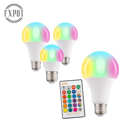 China High Efficiency FXPOT Hot Sale RGBW Dimmable E26 E27 Led IR Remote Control Color Changing Light Smart Bulb for sale