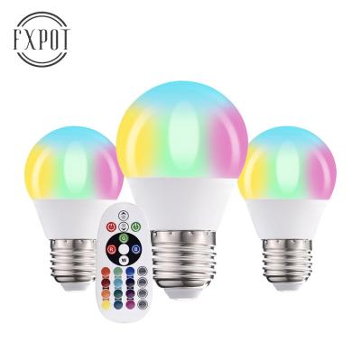 China High Efficiency FXPOT E27 3W Indoor Remote Control Smart Dimmable RGB 16 Color Changing RGBW Led Light Bulb for sale