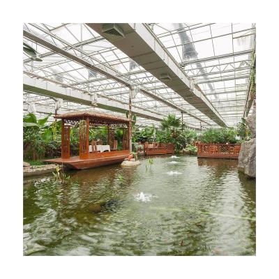 China Multi-span Intelligent Glass Greenhouse Constant Temperature Eco Friendly Restaurant for sale