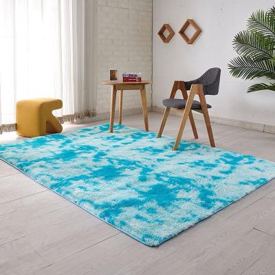 China Shaggy Fluffy Rugs For Living Room Washable Blue Custom Size Anti-Slip Rug Absorb Water Mat for sale