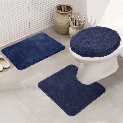 China Wholesale Sustainable Absorb Water Bathroom Carpet 3pcs Bathroom Mat Set Anti Slip Bathroom Floor Mat for sale