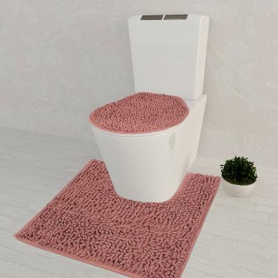 China Durable 2pc Bathroom Microfiber Super Soft Bath Mats Set 3 Piece Cover Set Anti-Slip Toilet Floor Mat for sale