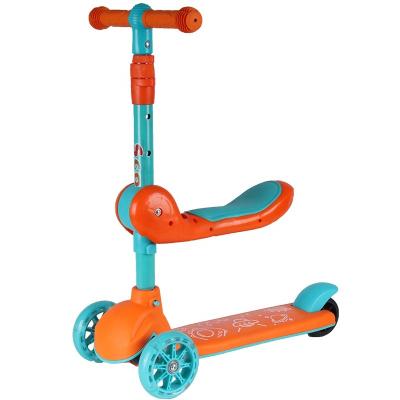 China pull-bar T bar baby toy scooters three in one wheels foldable kids scooter 2-10 years old kids slide scooters for sale