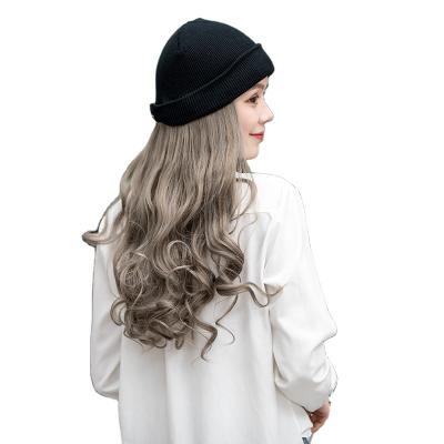 China Water Wave New Arrival Synthetic Female Long One Piece Wig Cap Water Wavy Fashion Pink Cap Removable Wig for sale