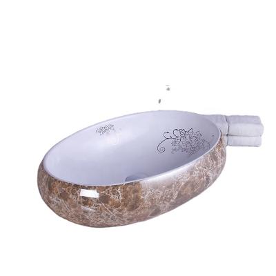 China New Design Porcelain Easy Clean Bathroom Sink Ceramic Marble Wash Basin Without Facet Hole for sale