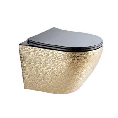 China Cheap Golden Cistern Hidden Wall Hung Ceramic WC Bathroom Sanitary Ware Wall Mounted Suspended Toilet Bowl for sale