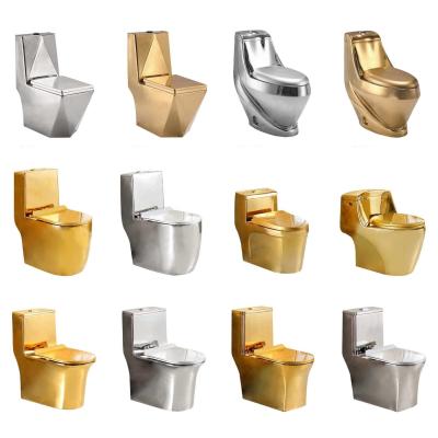 China Hot Selling Double-Flow Toilet Sanitary Luxury Ceramic Bathroom Ware Gold Toiletry Chest WC for sale