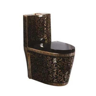 China Double-flow Chinese Sanitary Ware Ceramic Color Toilet Gold WC Black Gold Toilet for sale