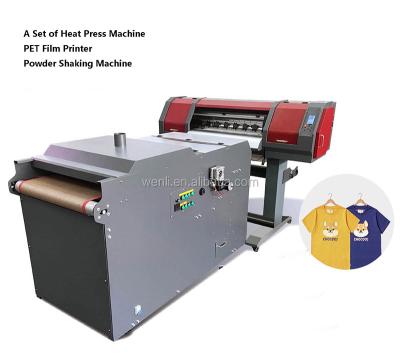 China A set of equipment machinery for T-shirt printing PET film printer Powder shaking machine and heat press machine for sale