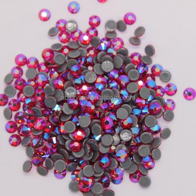 China Bulk Order Flatback LT Siam AB Hot Fix Rhinestones in Crystals Apricot Flat Back Color for sale