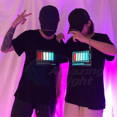 China Eagle Wings LED T-shirt Anti-pilling Noise Activated T-shirt Flashing Light Down Music Equalizer LED T-shirt for sale