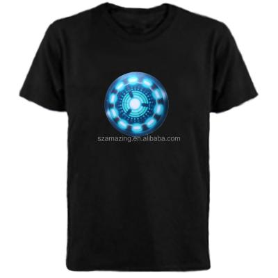 China Anti-pilling Sound Activated LED Sensor T-shirt with 4pcs D.C.A. Battery Inverter for sale